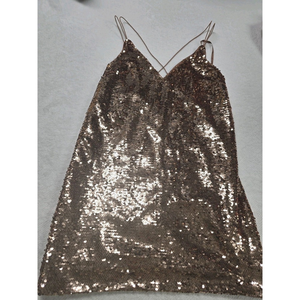 ASOS Bronze Sequin Cami Dress Women's US 2 / UK‎ 6 Sparkly Party Cocktail Mini